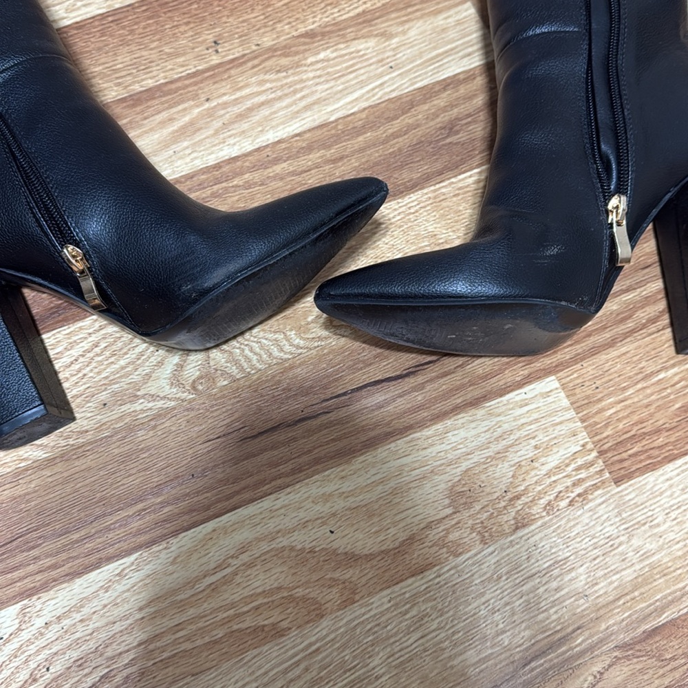 Dawson Black Pebble Pointed-Toe Mid Calf Boots - Picture 5 of 6